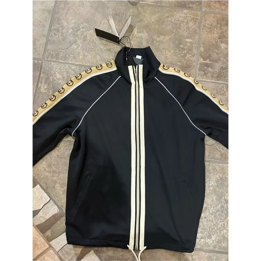 Men's Gucci GG ribbon oversized technical jersey, track, jacket, size XL